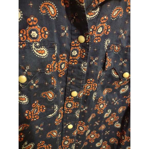 VTG Lucky Brand Paisley Print Pearl Snap Button Up Shirt Women's Boho Western - Picture 4 of 5